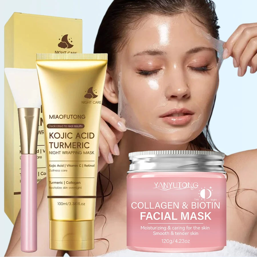 Collagen Peel Mask, Biotin Collagen Wrap Mask Day and Night, Deep Hydration, Night Care Mask Cream.