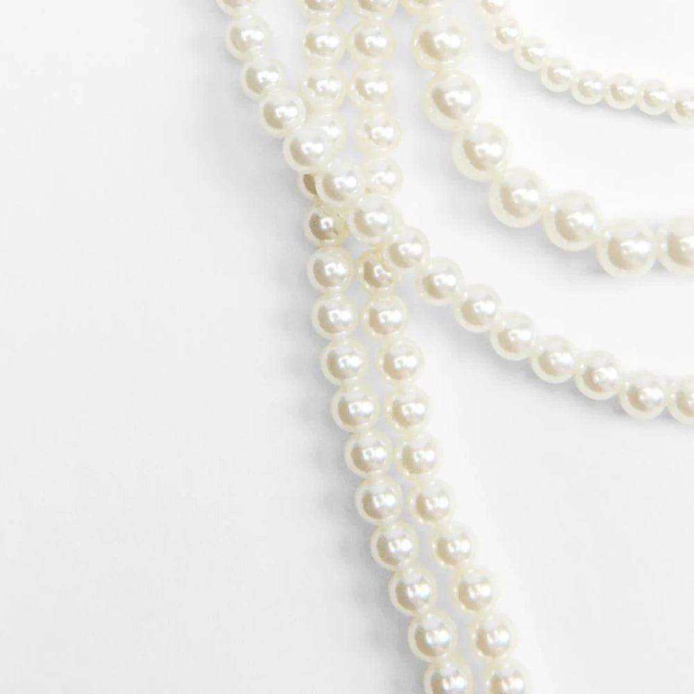 KIMLUD, Girlgo Zaa MULTI-STRAND FAUX PEARL NECKLACE,Autumn Suit Sweater, Long Necklace, Daily Shopping Wedding Jewelry, KIMLUD Womens Clothes