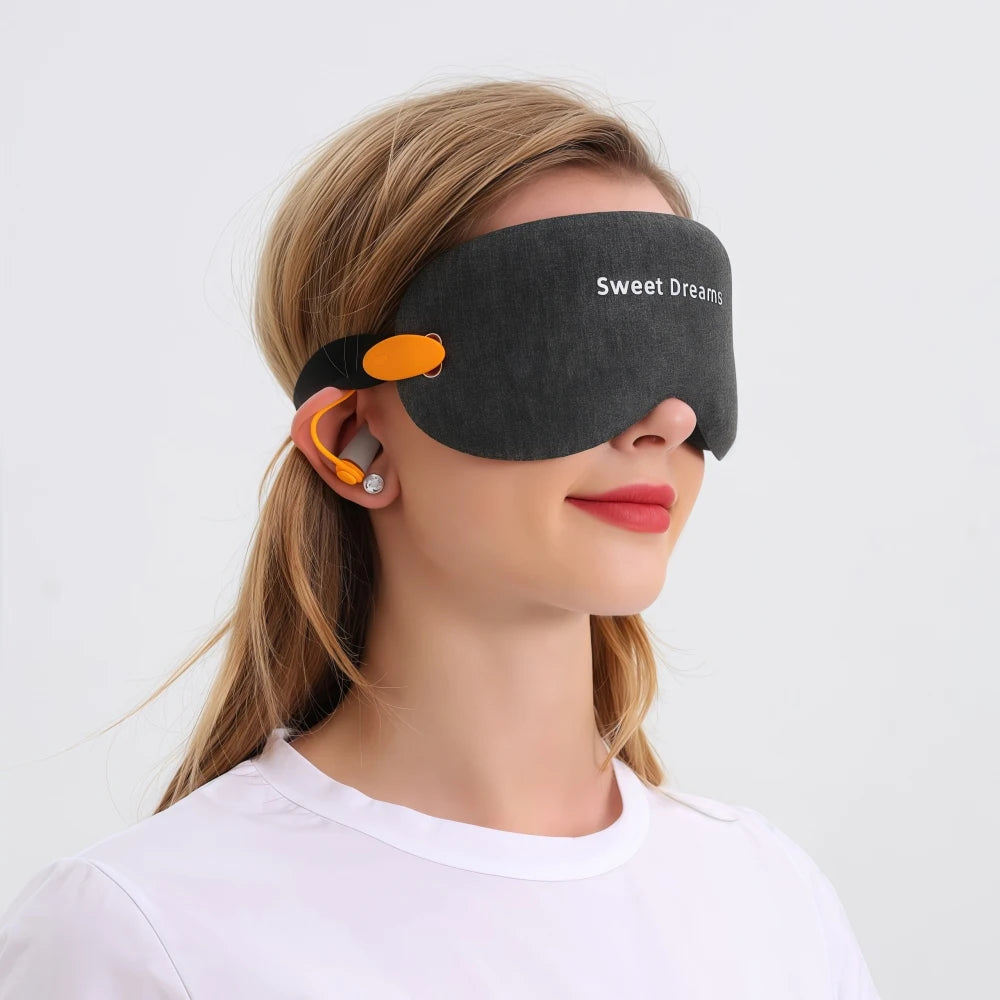 2-in-1 3D Blackout Sleep Mask with Noise Cancelling Ear Plugs - For Men & Women  Travel Relieving Eye Fatigue & Improving Sleep