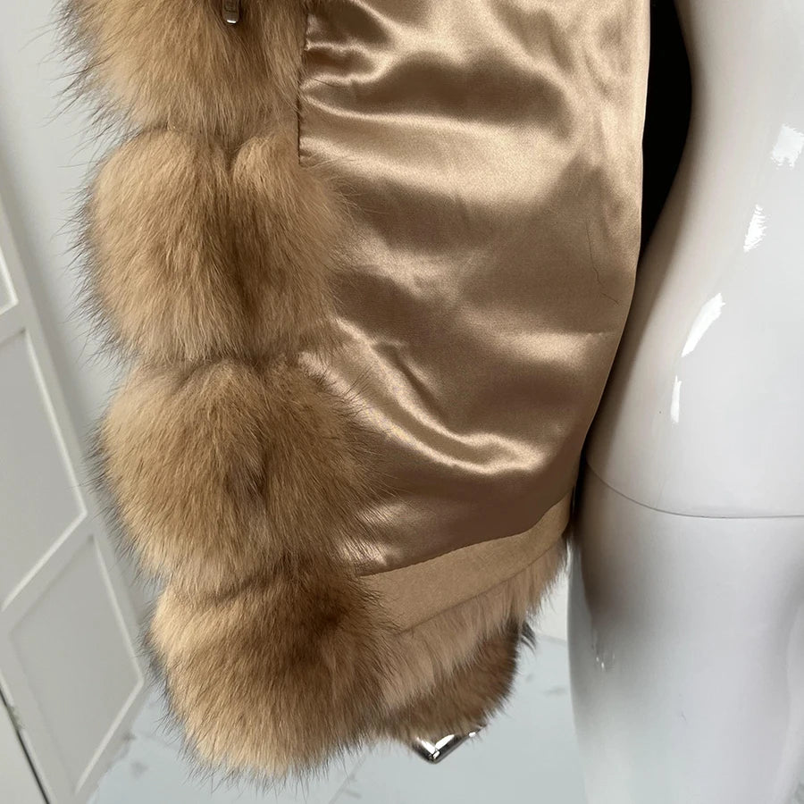Women's Clothing Genuine Fox Fur Jacket Natural Fox Fur Fluffy Coat Lapel Luxury Brands Women Short Real Fur Coat