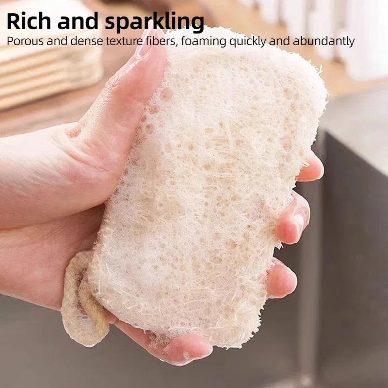 Plant Fiber Dish Scrubbing Pad With Rope — Natural Beige | KIMLUD