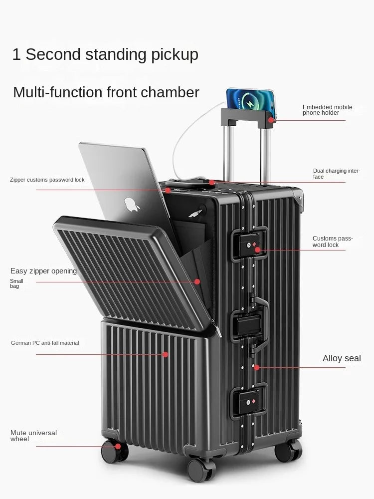 Front Opening Suitcase Aluminium Frame Large Capacity Carrier 28-inch Oversized Luggage 20 inch Trip Cabin Travel Case 2025 New