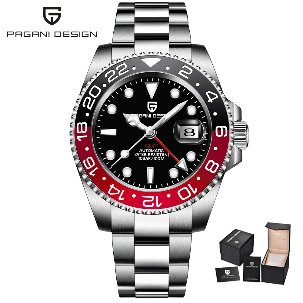 PAGANI DESIGN V3 New 40MM GMT WATCH Luxury Men Watch Ceramic bezel 100M Waterproof Luminous Sapphire Glass Men Mechanical Watch