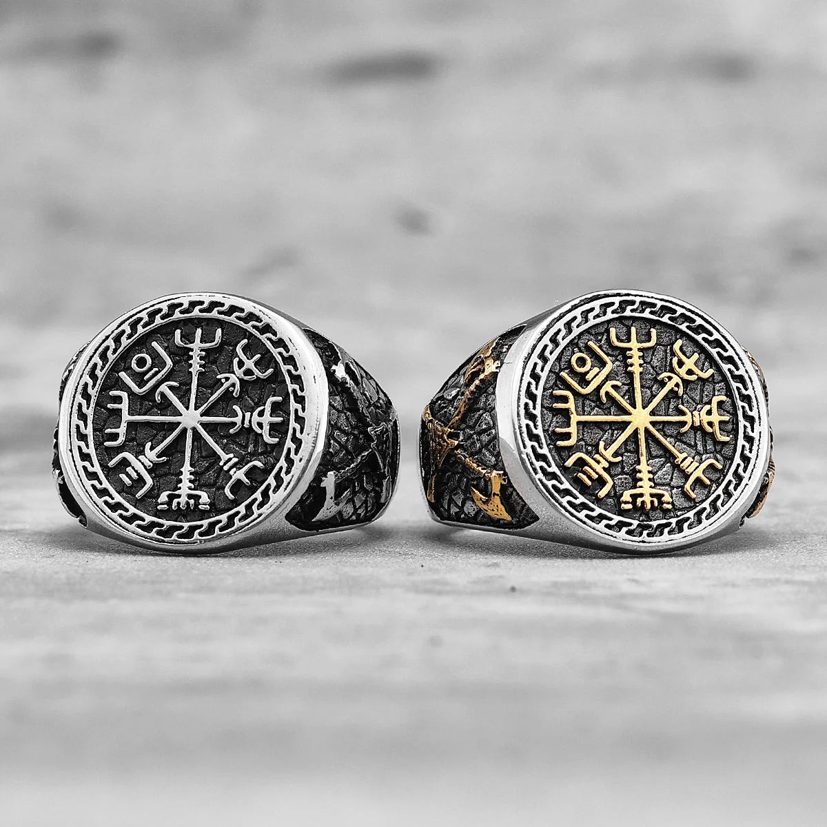 Viking Pirate Ax Retro Totem Stainless Steel Mens Rings Punk Trendy for Male Boyfriend Biker Jewelry Creativity Gift Wholesale