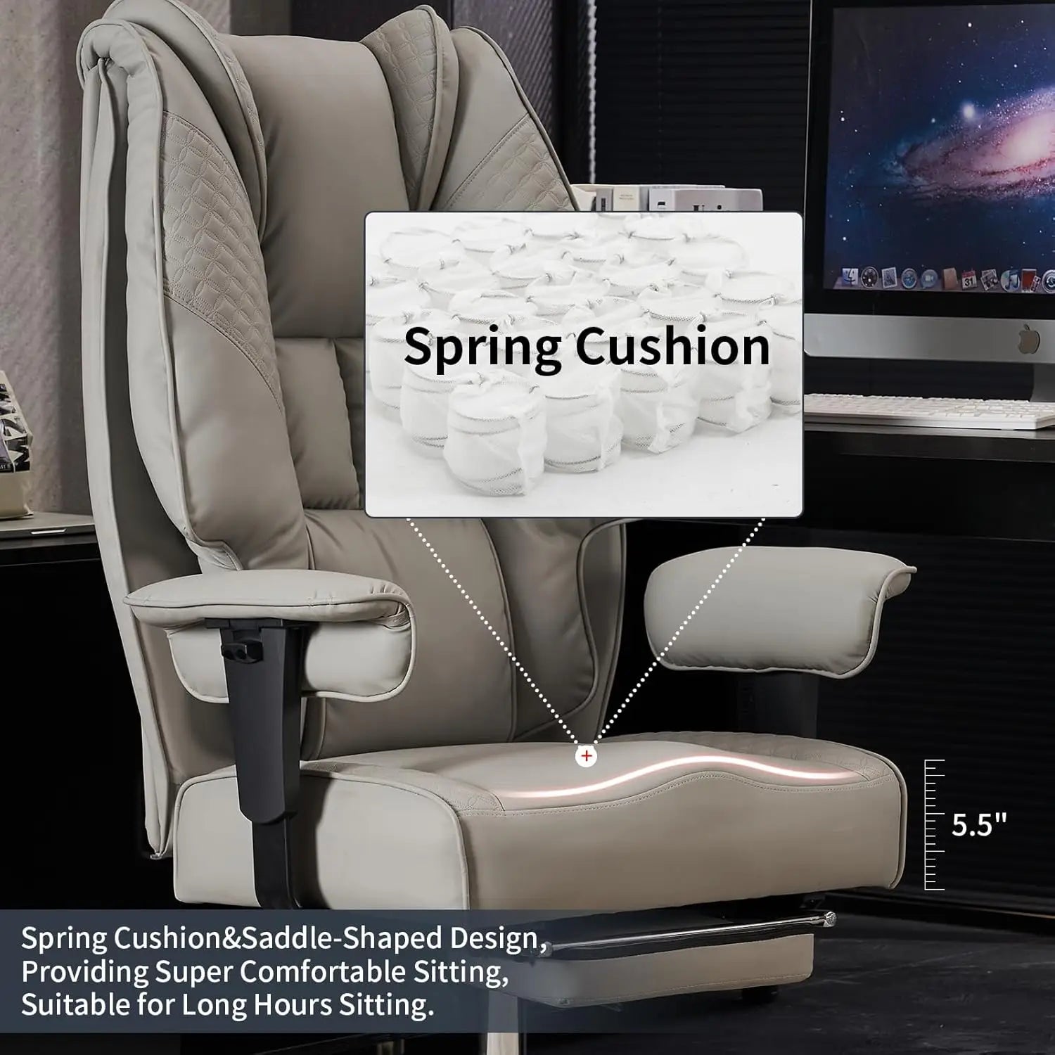 KIMLUD, Big and Tall Office Chair 400lbs Wide Seat, Leather High Back Executive Office Chair with Foot Rest, KIMLUD Womens Clothes