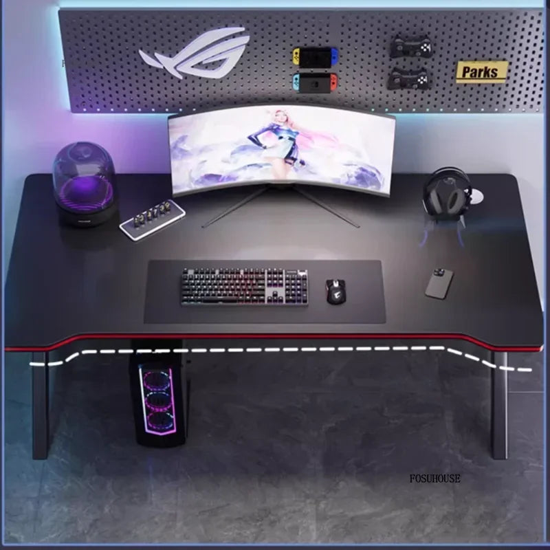 Modern Wooden Computer Desk L-Shaped — Black | KIMLUD