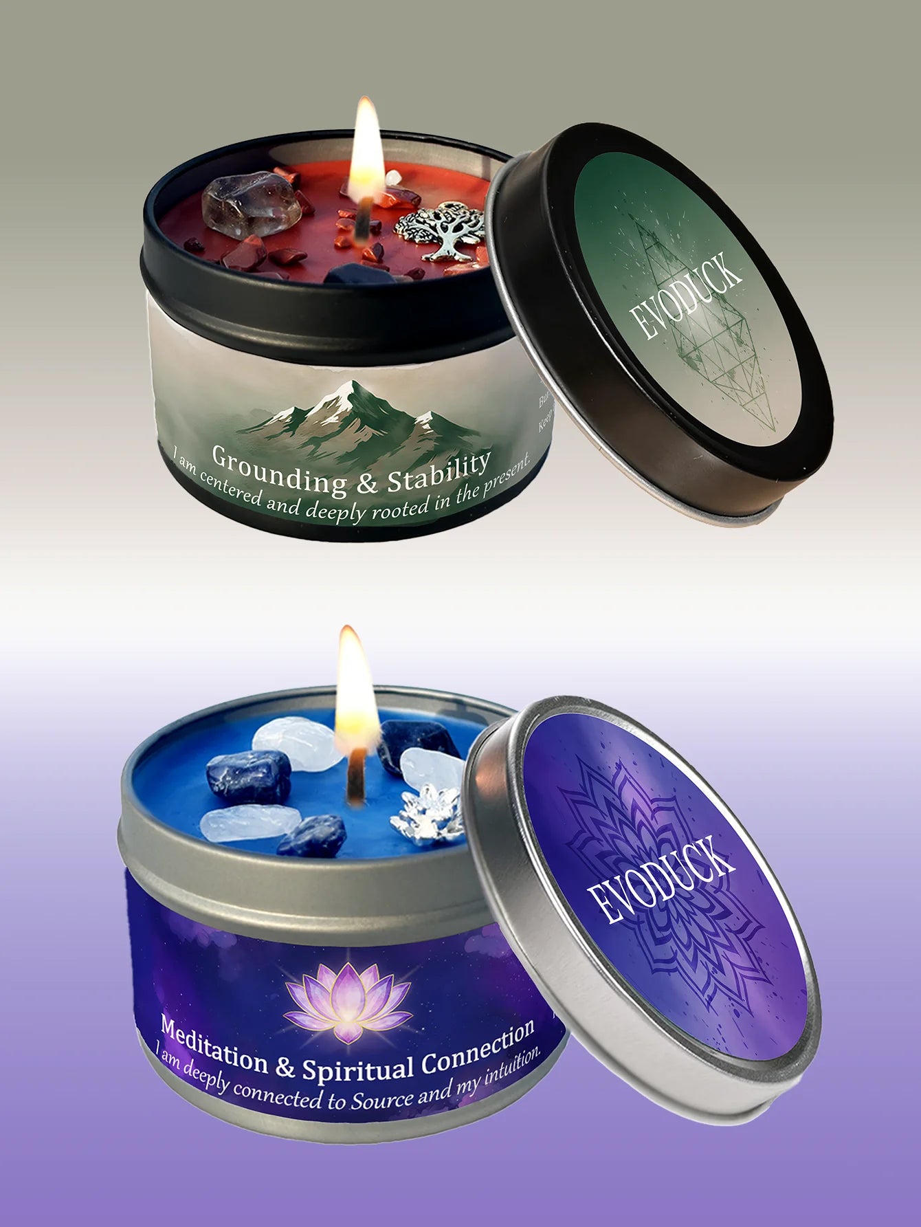 KIMLUD, EVDUCK 3oz Scented Candle, Vetiver & Cedarwood Scent with Crystals, for Gifting Suitable for Christmas, Halloween Female Friends, KIMLUD Womens Clothes