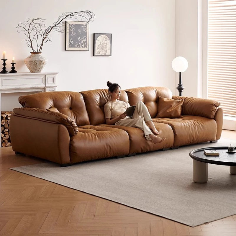 Electric Leather Loveseat Sofa Bed — Brown | KIMLUD