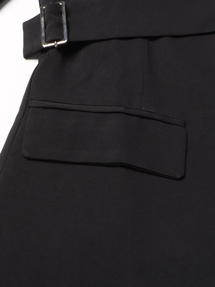 VGH Solid Hollow Out Casual Irregular Blazers For Women Notched Collar Long Sleeve Spliced Button Temperament Blazer Female New - KIMLUD