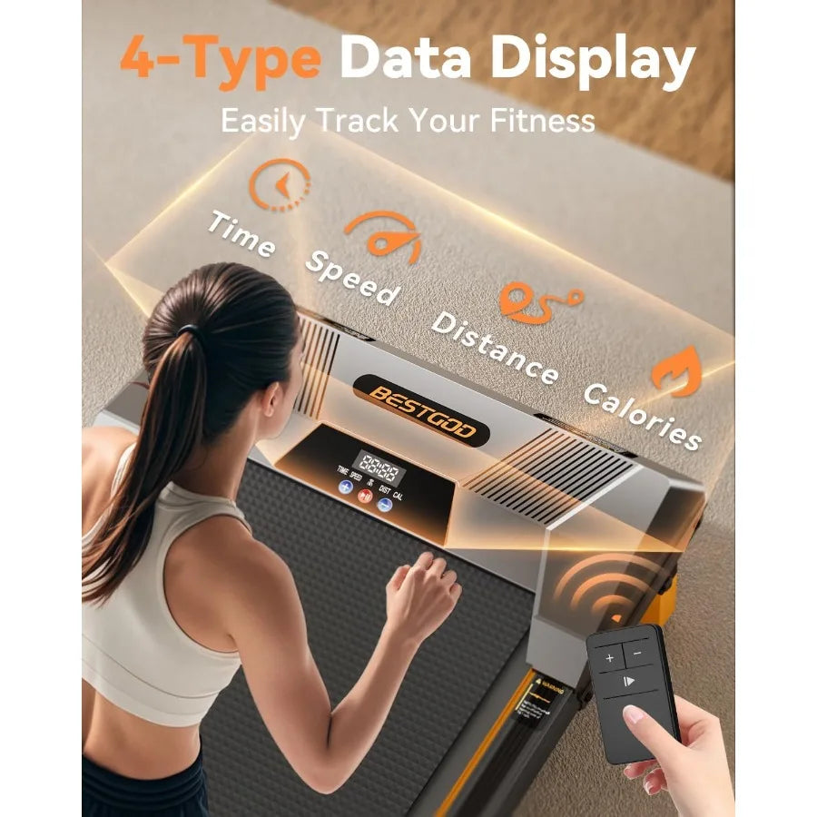Under Desk Walking Pad Treadmill Compact 2.5HP 330lbs Capacity Home Use — Black | KIMLUD