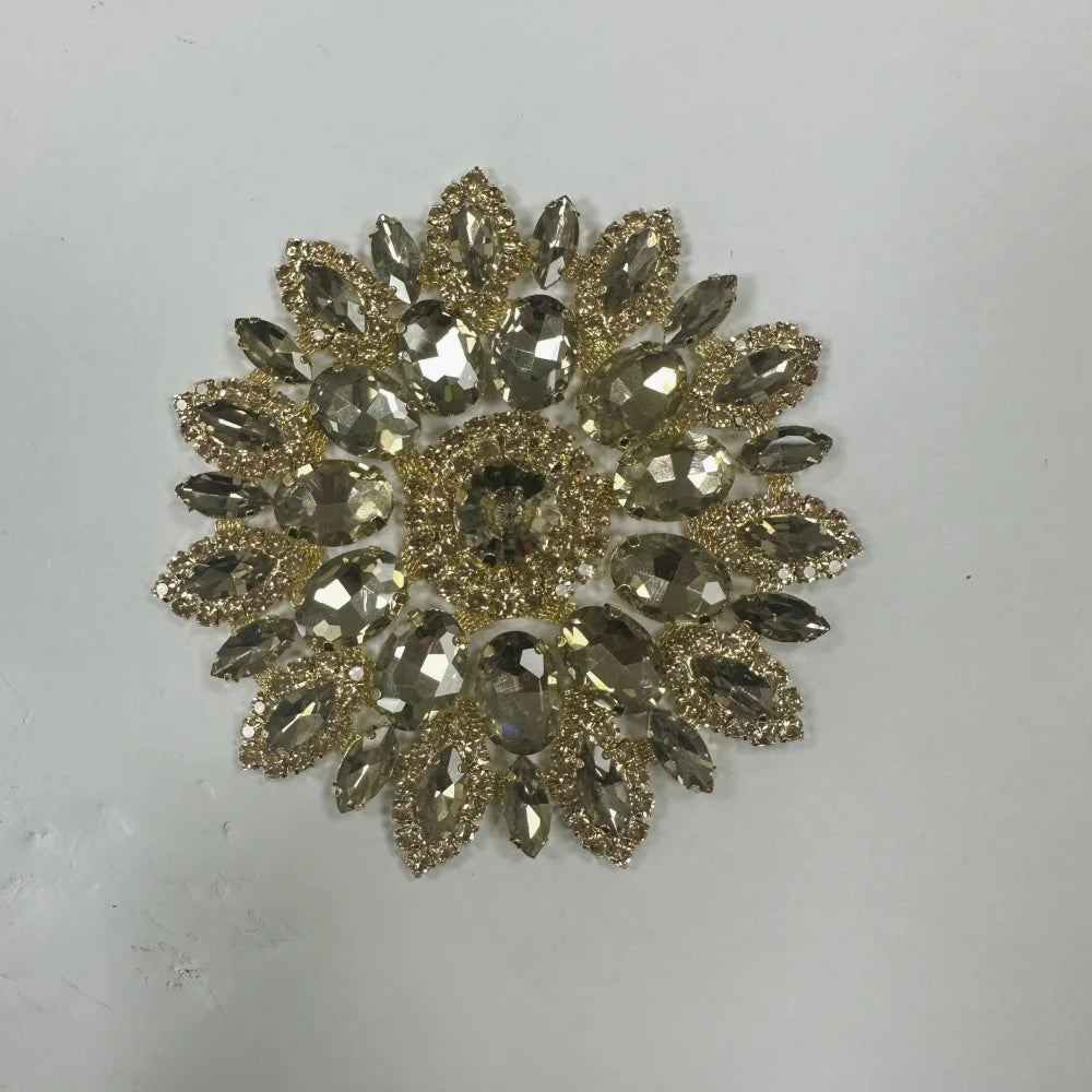 Crystal Rhinestone Appliques Round Cut Wedding Dress Embellishments — Clear | KIMLUD