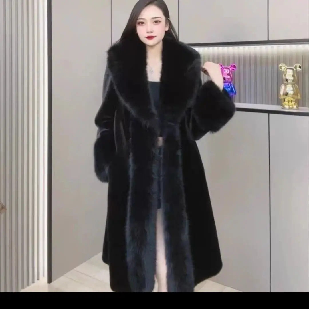 Faux Fur Coat – Thick Warm Turn-Down Collar – Long Coat | KIMLUD