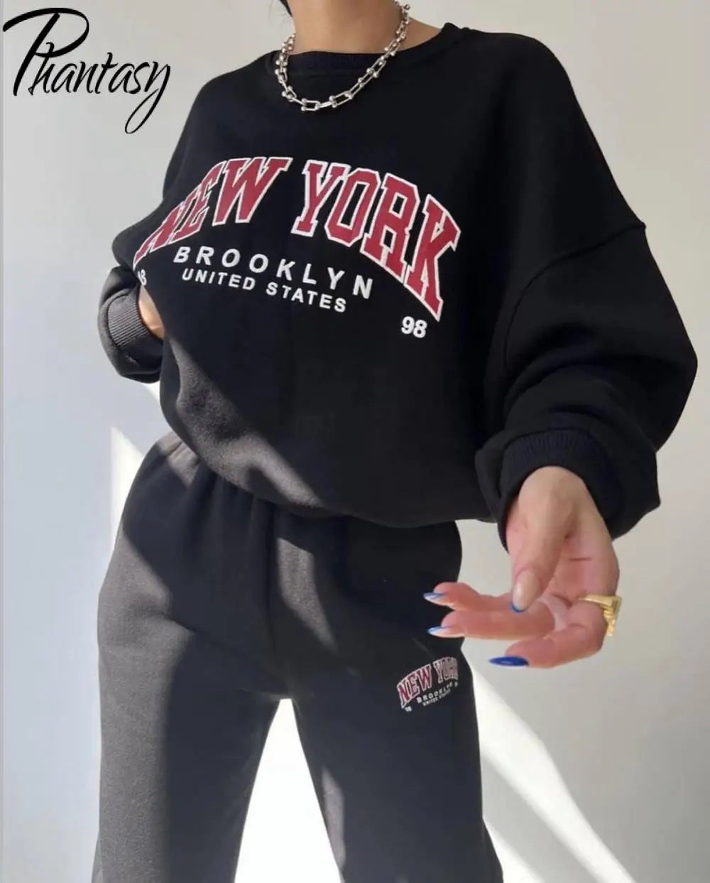 Soft Cotton Tracksuit Letter Print — Ivory | KIMLUD