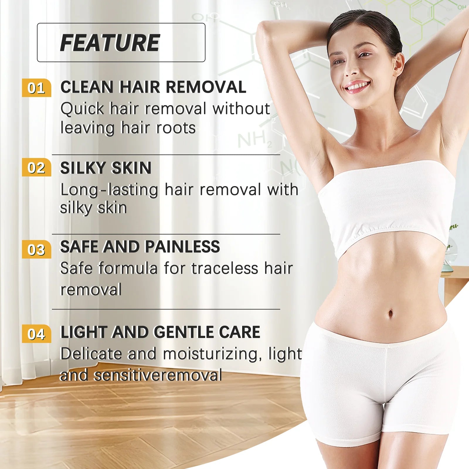 Gel-Based Hair Growth Inhibitor — Painless Depilatory For Underarms, Legs, Arms — Clear | KIMLUD