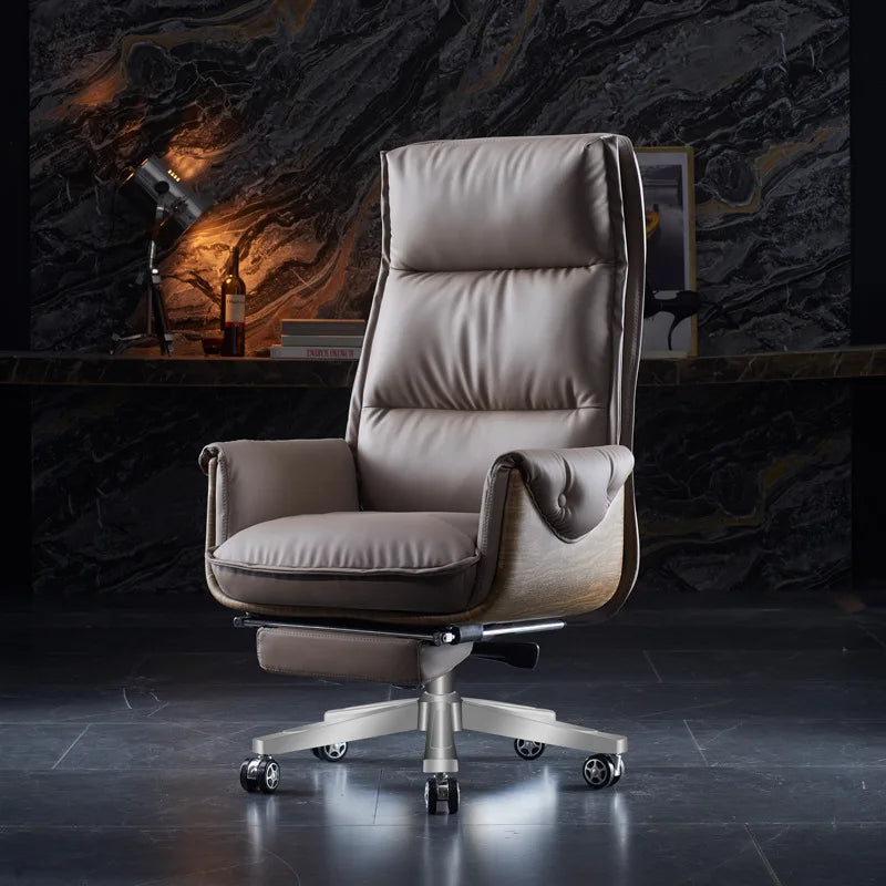 Leather-Textured Chair Home Boss — Warm Taupe | KIMLUD