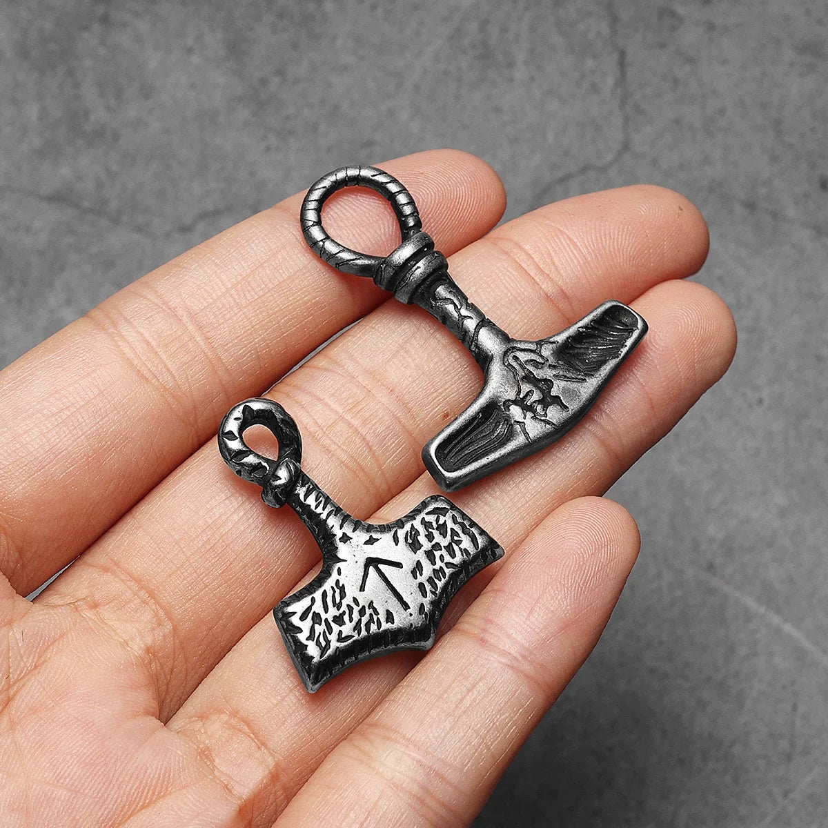 Retro Unique Thor's Hammer Men Necklaces With Pendant Stainless Steel Jewelry For Male Women Punk Hip Hop Accessories Gifts