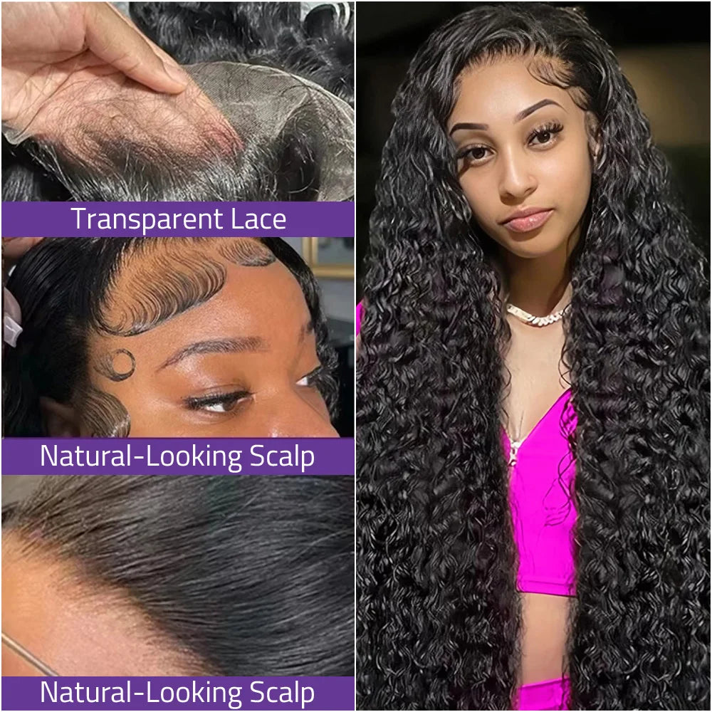 Full Lace Wig - 40-Inch Deep Wave - Brazilian Hair - Transparent Lace | KIMLUD