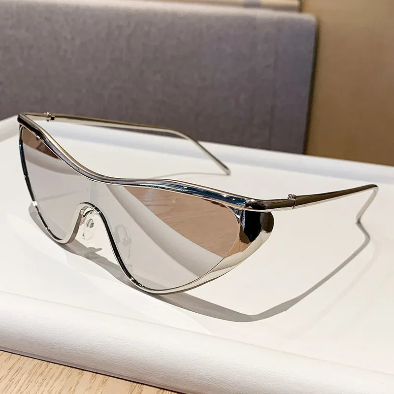 Metal Cat Eye Sunglasses Large Frame — Gold | KIMLUD