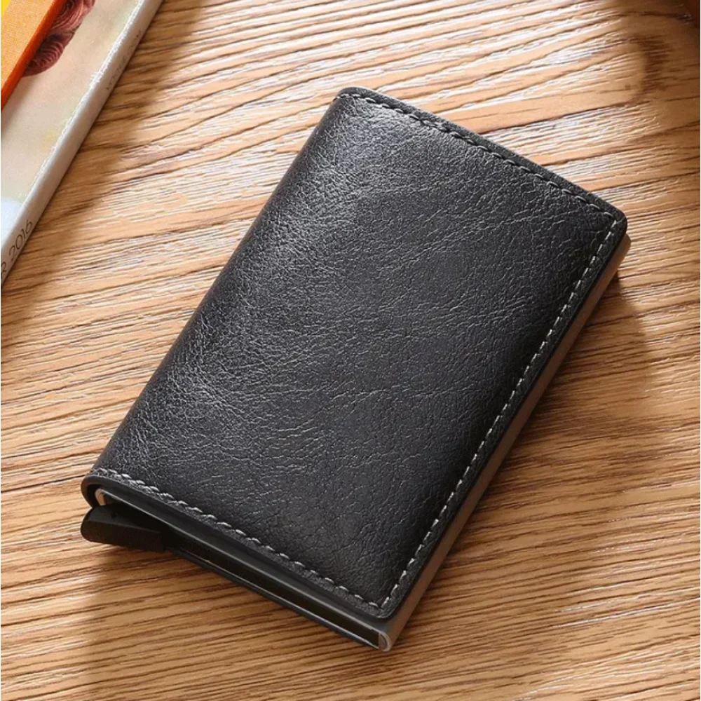KIMLUD, Carbon Fiber Card Holder Wallets for Men RFID Portable Trifold PU Slim Mini Wallet Male Purses Wallet Women pasjeshouder, KIMLUD Womens Clothes