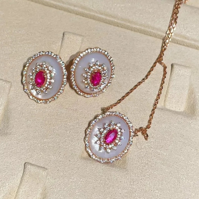 Necklace And Earrings Set – Natural Shell Pearl – Sterling Silver | KIMLUD