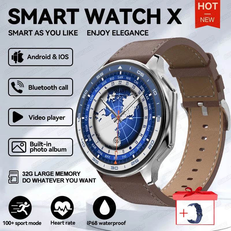 DT Watch X Smart Watch Men 466*466 AMOLED HD Screen 32gB Memory 3D Surround Vision Watch BT Call IP68 Waterproof Smartwatch Man
