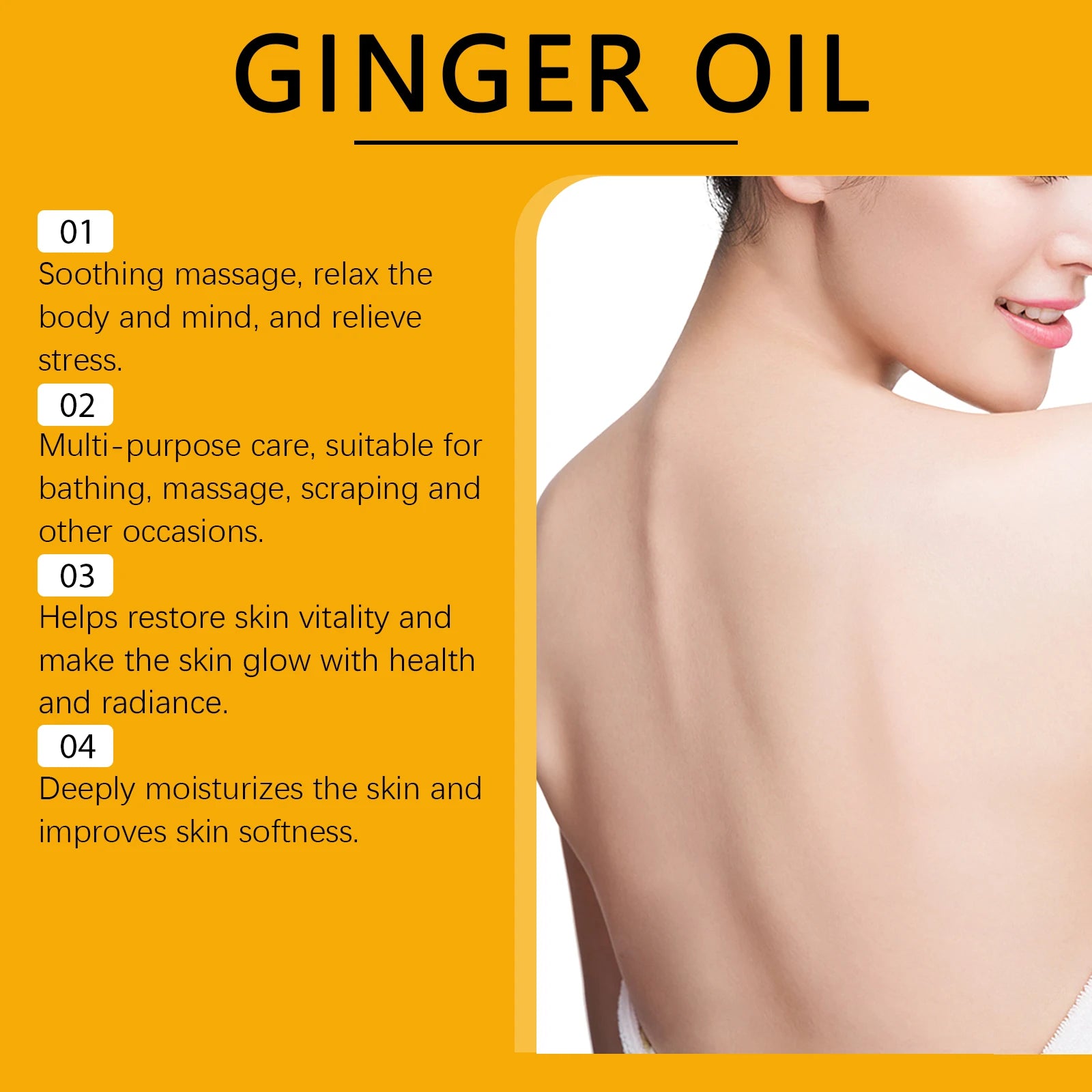 Body Relaxing Essential Oil Ginger Massage Oil Improve Rough Dry Skin Relieve Muscle Fatigue Body Nourishing Soft Care