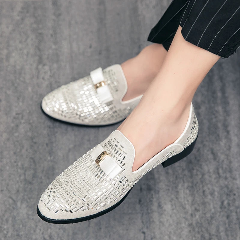 Soft Cow Suede Lux Solid Loafers — Silver | KIMLUD