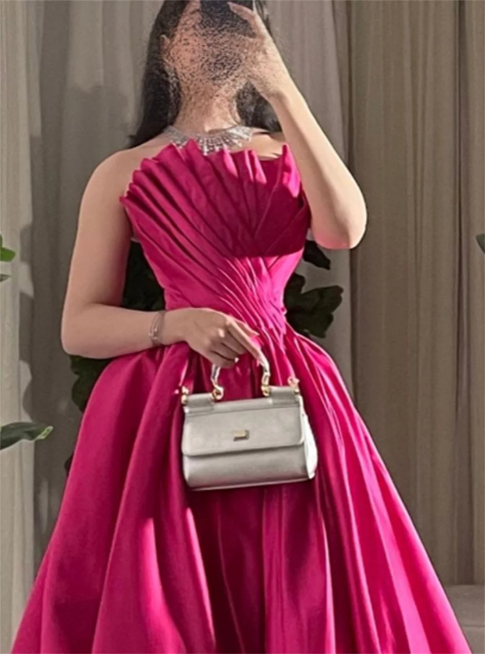 CustomizedProm Dresses Elegant Strapless Ball Gown Draped Shirred Open Back Taffeta Occasion Evening  Vestidos De Ocasião Formal