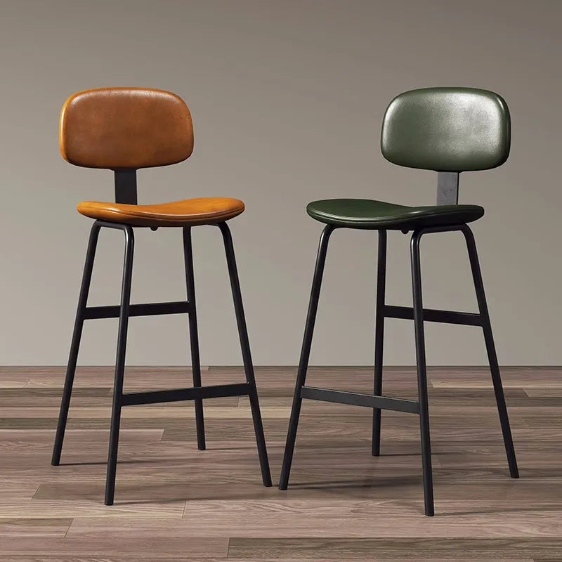 Industrial Wrought-Iron Bar Stool Soft Bag Seat — Black | KIMLUD