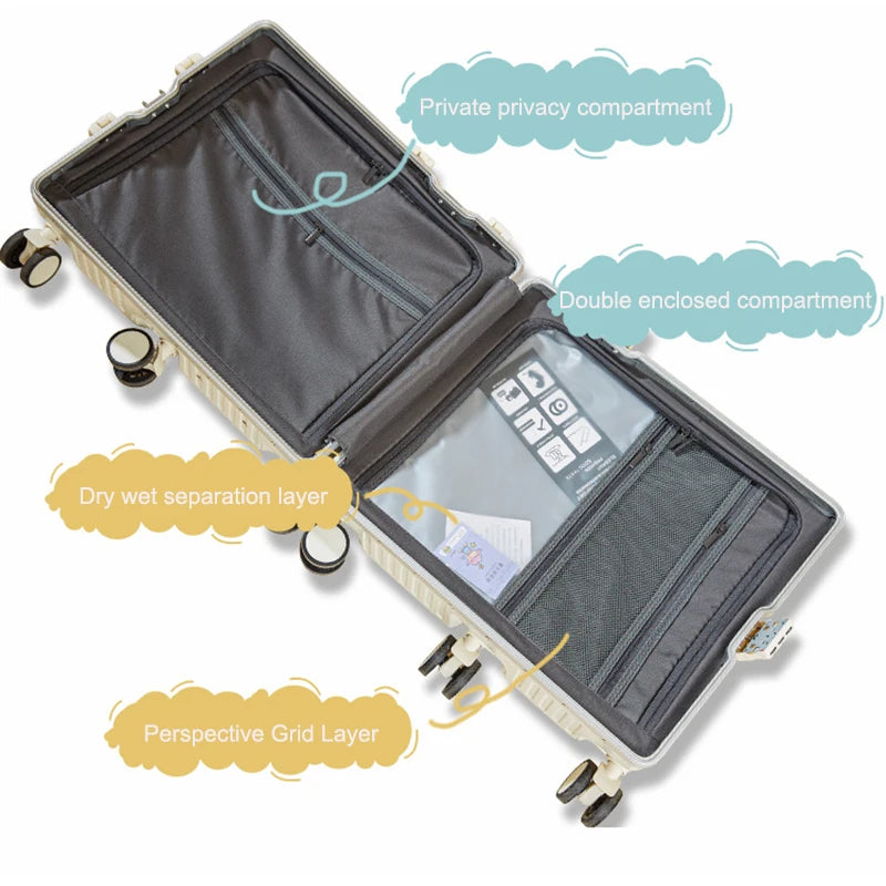 20 inch Mini Travel Suitcase Aluminum Frame Box Luggage Organizer Chirldren Ride Case Small Password Box Boarding Case