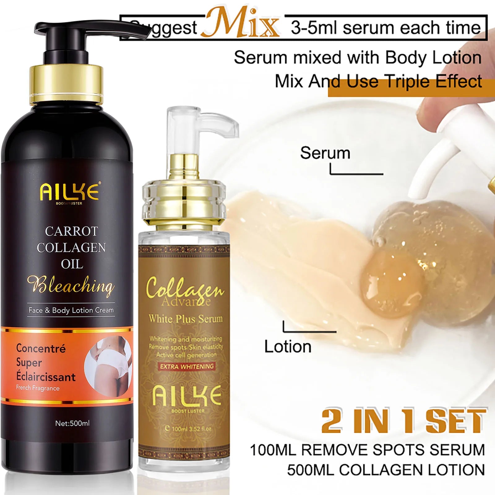 AILKE Collagen Women Skin Care Set, Moisturizing, Whitening, Youther, Remove Freckle, Dark and Black Spots, Skin Lightening Kit