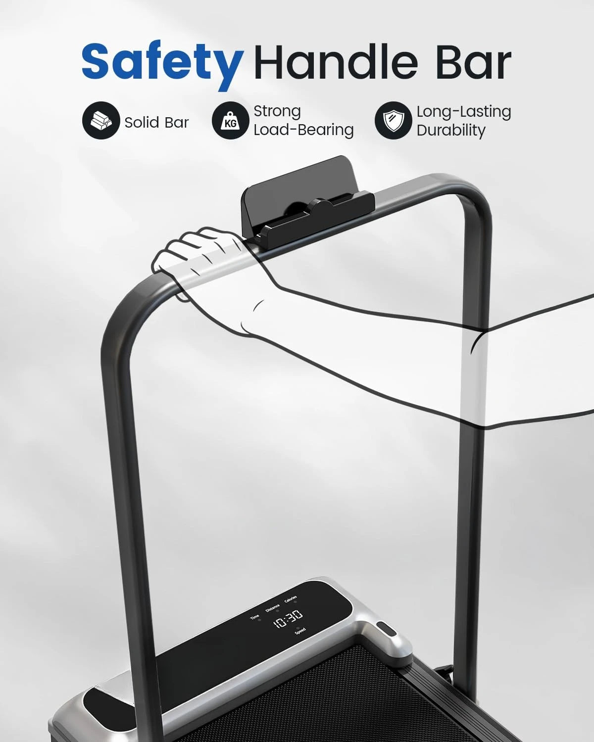 Compact Portable Walking Pad Treadmill With Incline And Handle — Black | KIMLUD