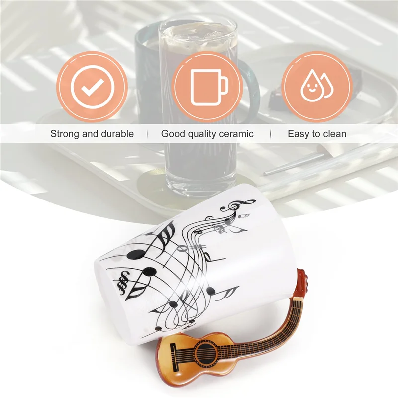 Ceramic Mug Guitar-Handle Novelty — White | KIMLUD