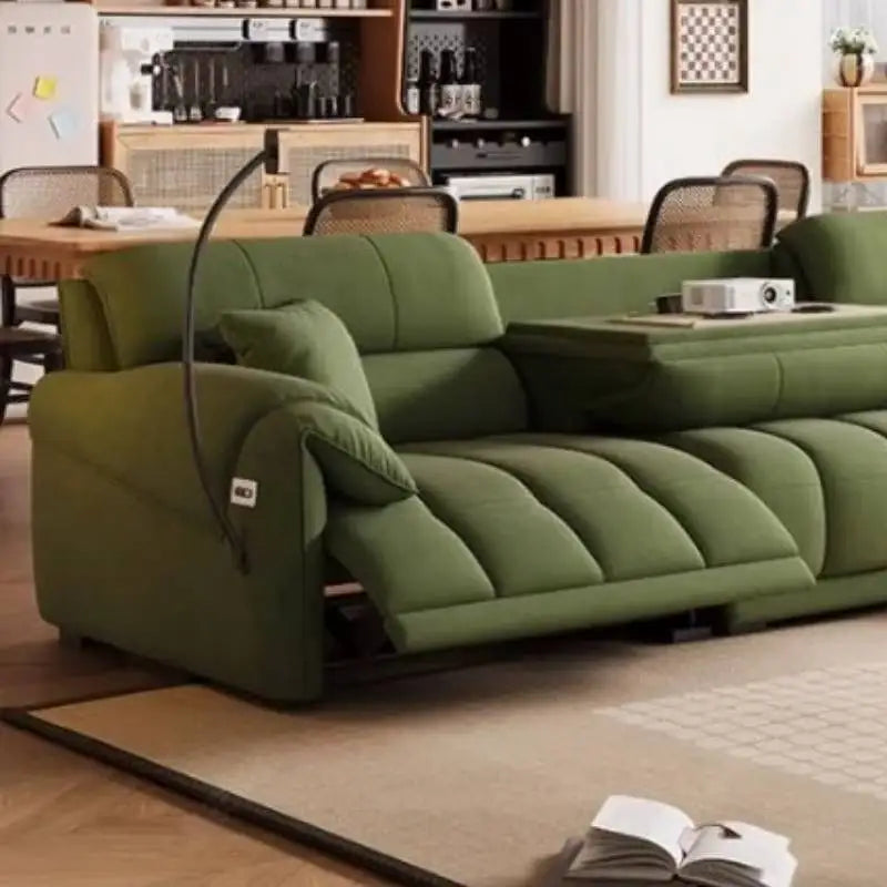 Sleek Scandinavian Fabric Solid Sofas — Green | KIMLUD