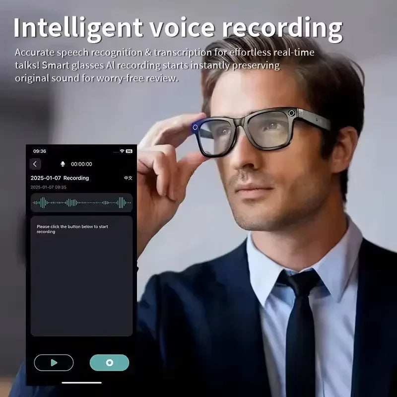 Smart Sunglasses With Camera AI Translation — Black | KIMLUD