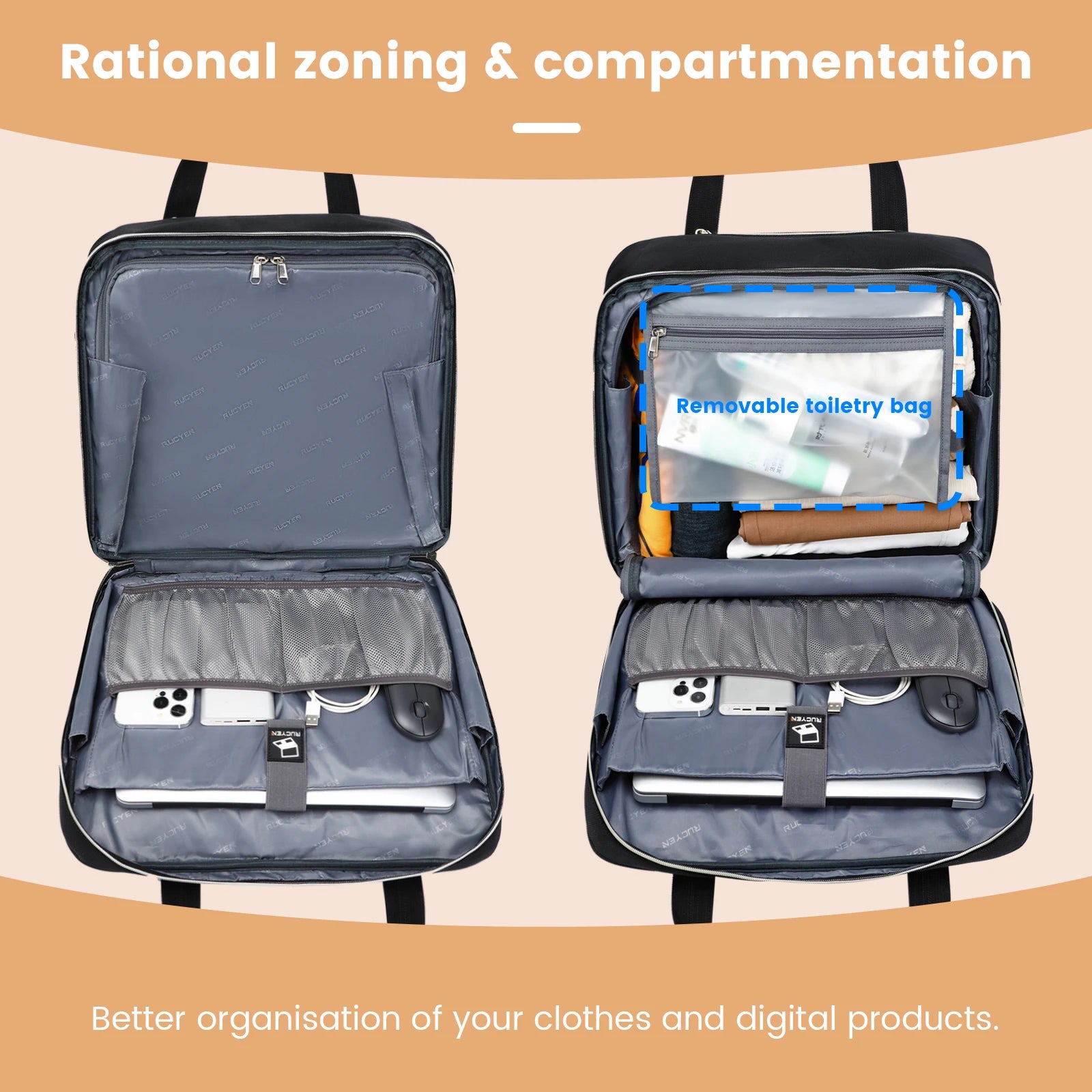 18 Inch Rolling Briefcase Large Capacity Laptop Case Briefcase Wheeled Luggage Bag Suitable For Business Travel Work Waterproof