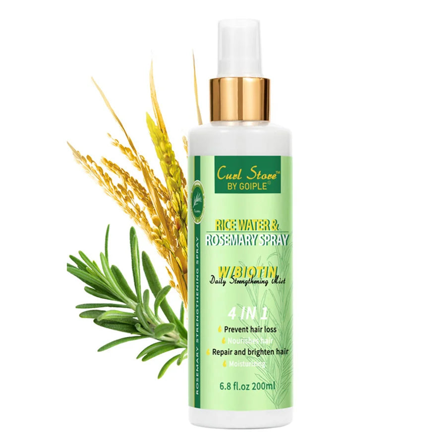 GOIPLE Natural Rice Water&Rosemary Spray Biotin Nourishes Moisturizes Health Scalp Smooth Split Ends Daily Strengthen Hair Mist