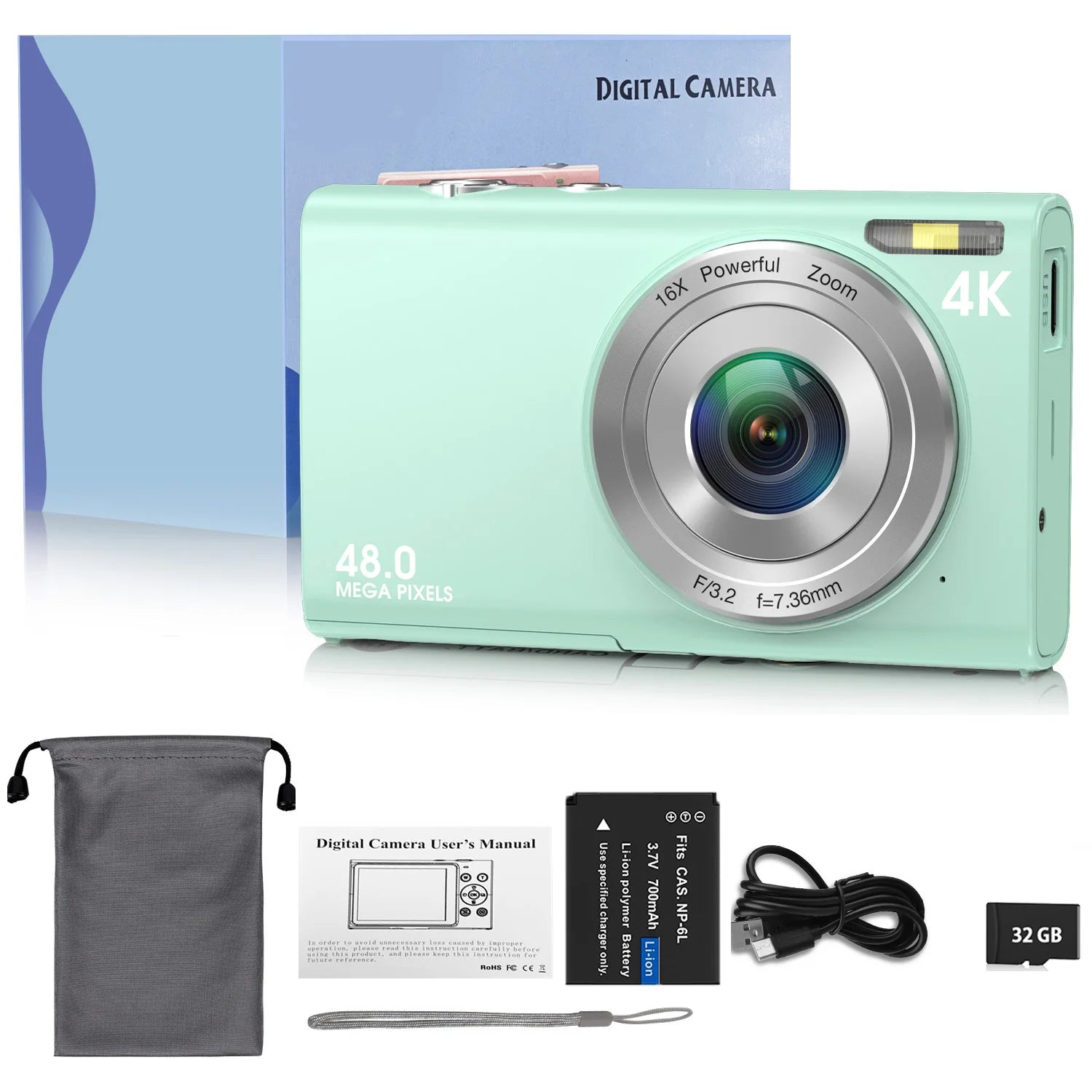 Plastic Vlogging Camera 4K Autofocus — Pink | KIMLUD