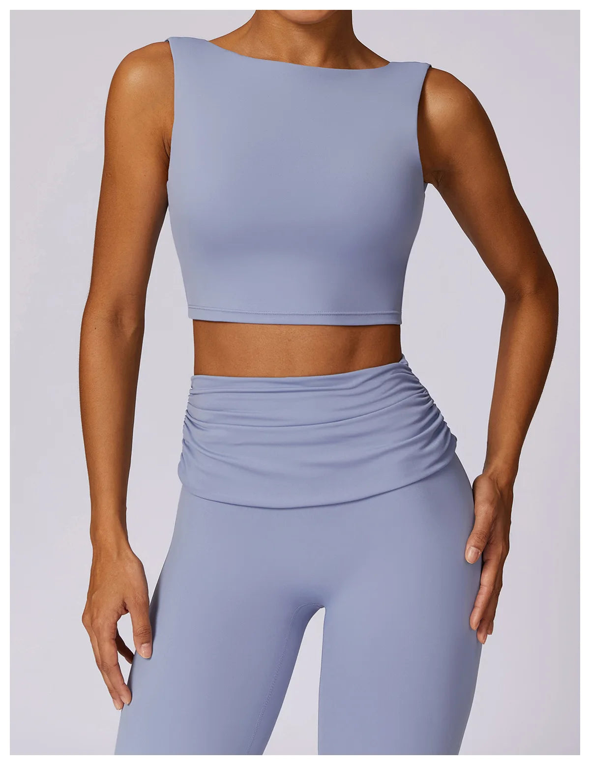 Nylon-Spandex Sports Bra Backless Push Up — Slate Blue | KIMLUD