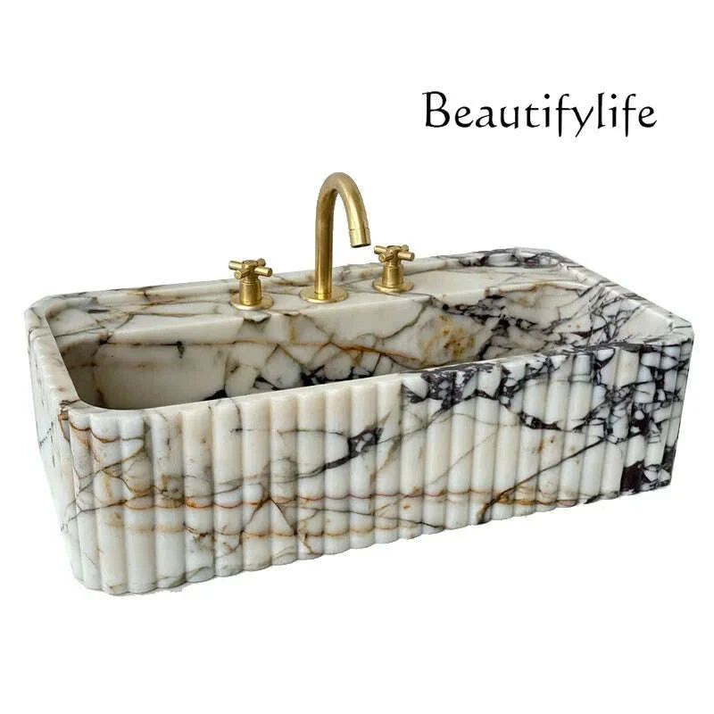 KIMLUD, Vanity Corrosion/Heat-Resistant & Easy-Clean  Natural Marble Bathroom Sink Luxury Countertop Basin For Home Custom Stone, KIMLUD Womens Clothes
