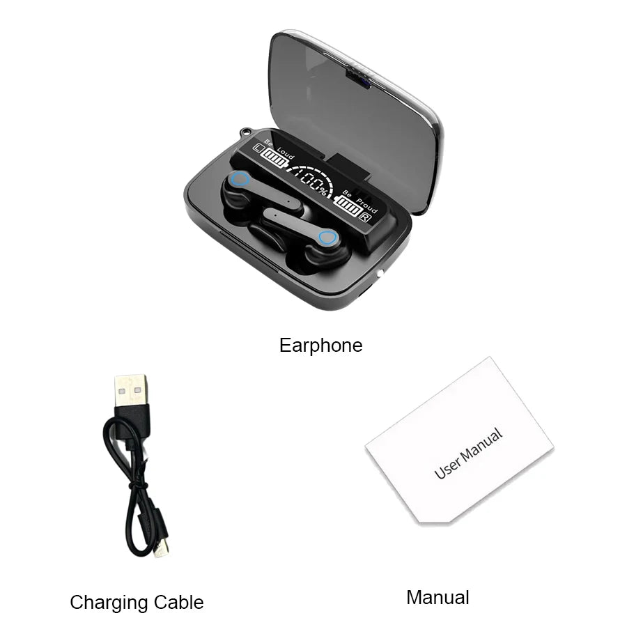 M19 Bluetooth Headset Wireless Tws Gaming Support Noise-cancelling Touch In-ear Mini Emergency Power Bank Headset