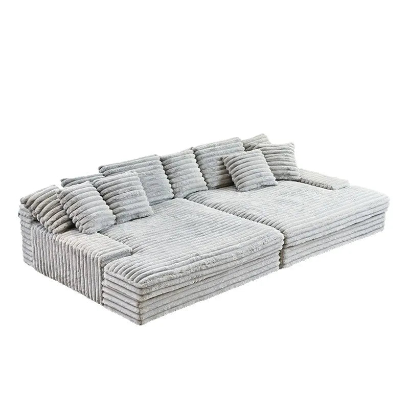 Velvet Cloud Striped Sofa Bed With Italian Minimalist Silhouette — Gray | KIMLUD