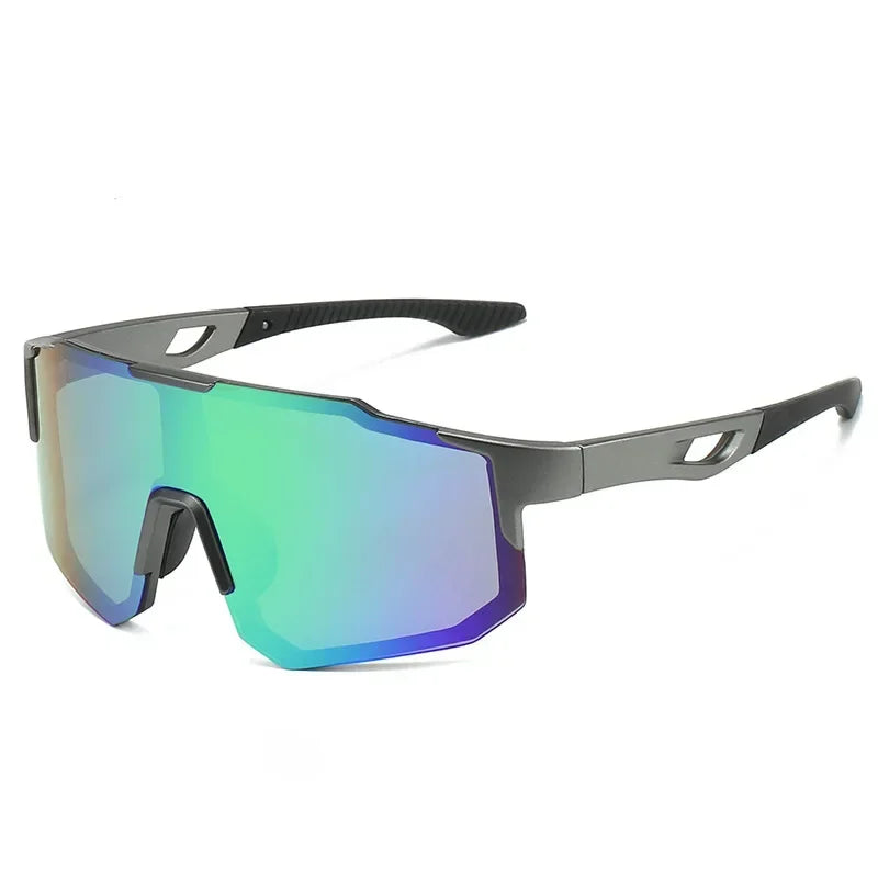 Wraparound Polycarbonate Cycling Sunglasses Big-Frame Silhouette — Black | KIMLUD