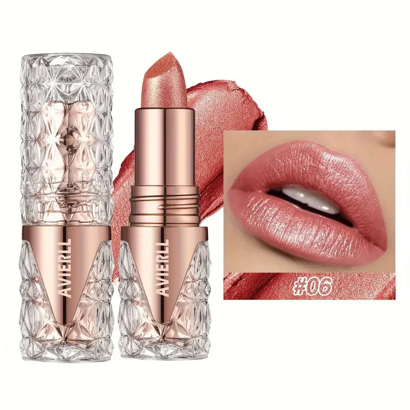 Fine Glitter lipstick, quicksand gold lipstick, moisturizing silky mermaid girl pink, long-lasting waterproof， grapefruit orange