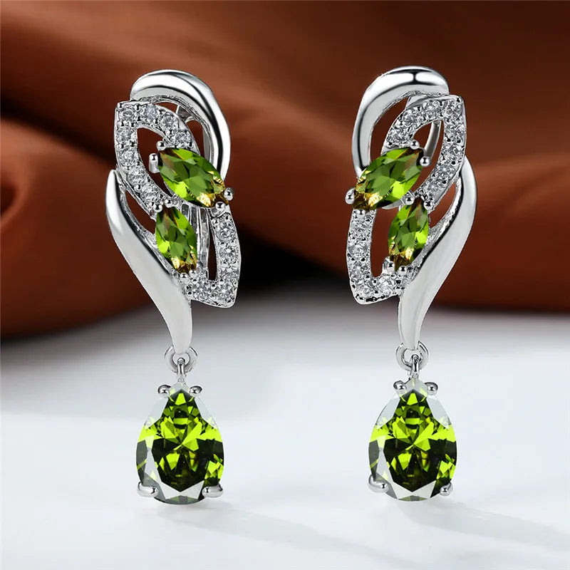Crystal Zircon Clip Earrings Rainbow Stone — Blue | KIMLUD