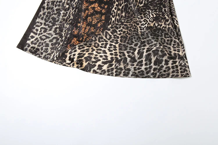 kliou Suspendency Maxi Dress Women Leopard Panelled Draped Backless Lace Up Sheath Long Robe Female Classic Party Club Vestidos