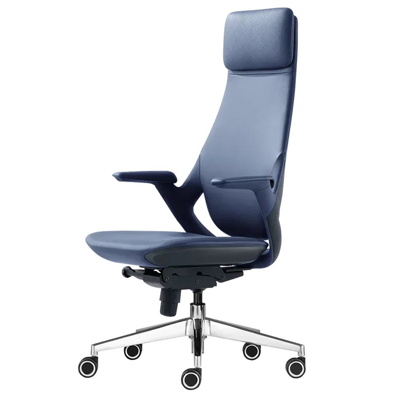 Leather Nordic Ergonomic Solid Office Chair — Blue | KIMLUD