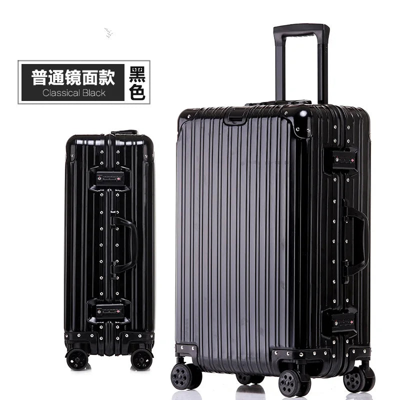 100% Aluminum Suitcase Cabin 20/26/30 inch TSA Customs Lock Aluminum Carry on Luggage Metal Hard Trolley Case Travel Suitcases