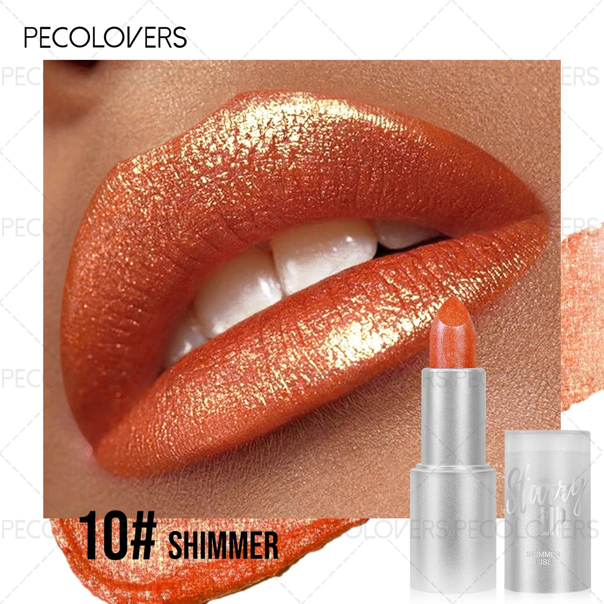 Pearlescent Glitter Lipstick Long-Lasting Shine With Sparkling Finish — Iridescent | KIMLUD