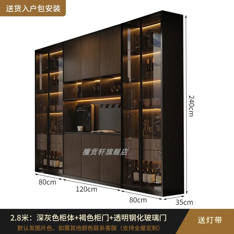 Minimalist Modern Storage Cabinet With Glass Panels — Espresso | KIMLUD